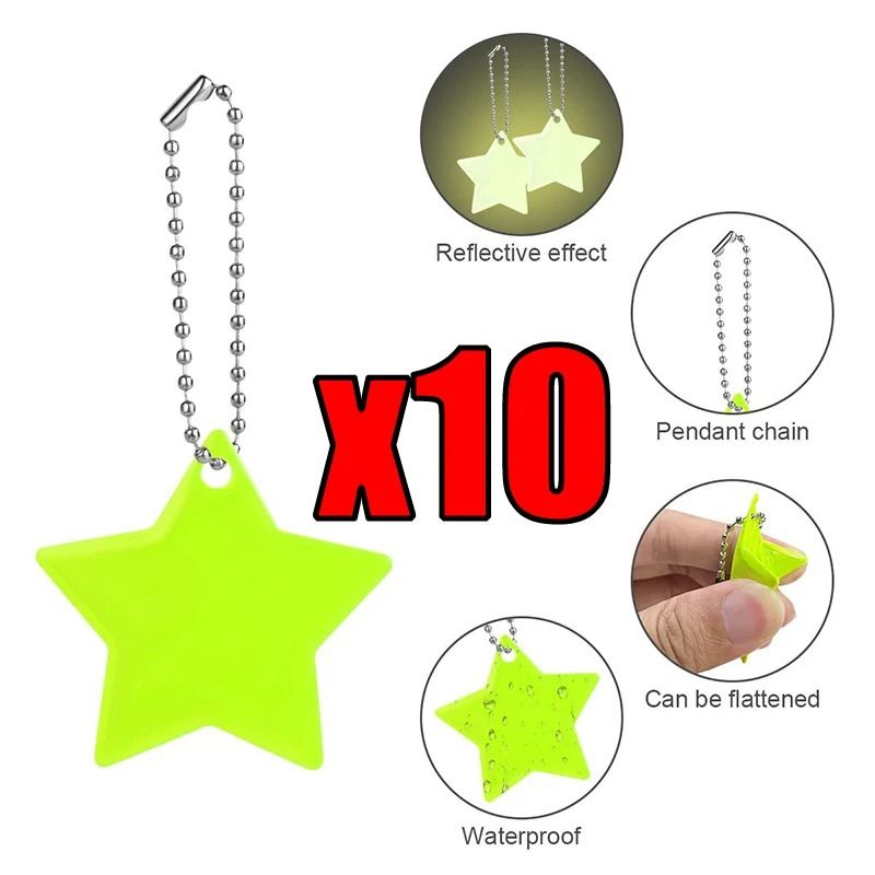 Star Shaped Safety Reflective Keychain Pendant For Kids Bags And Wheelchairs 15
