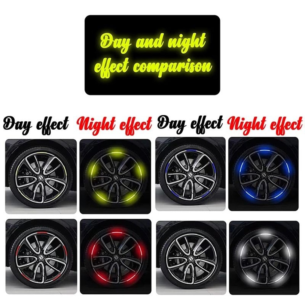 Universal Motorcycle Rim Reflective Stickers Wheel Safety Strip Set 10