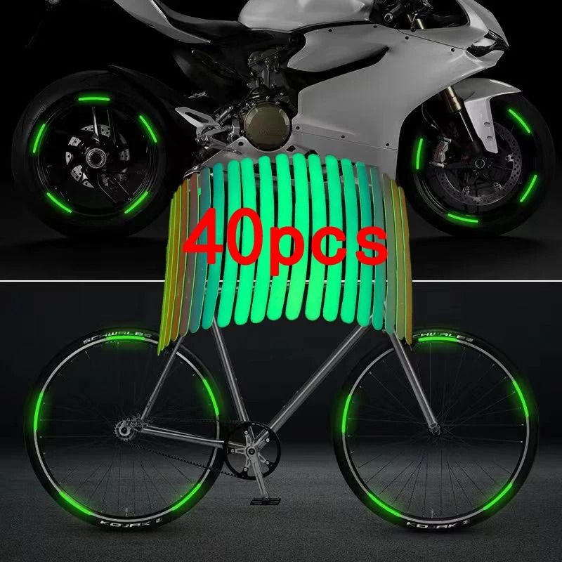 Universal Motorcycle Rim Reflective Stickers Wheel Safety Strip Set 13
