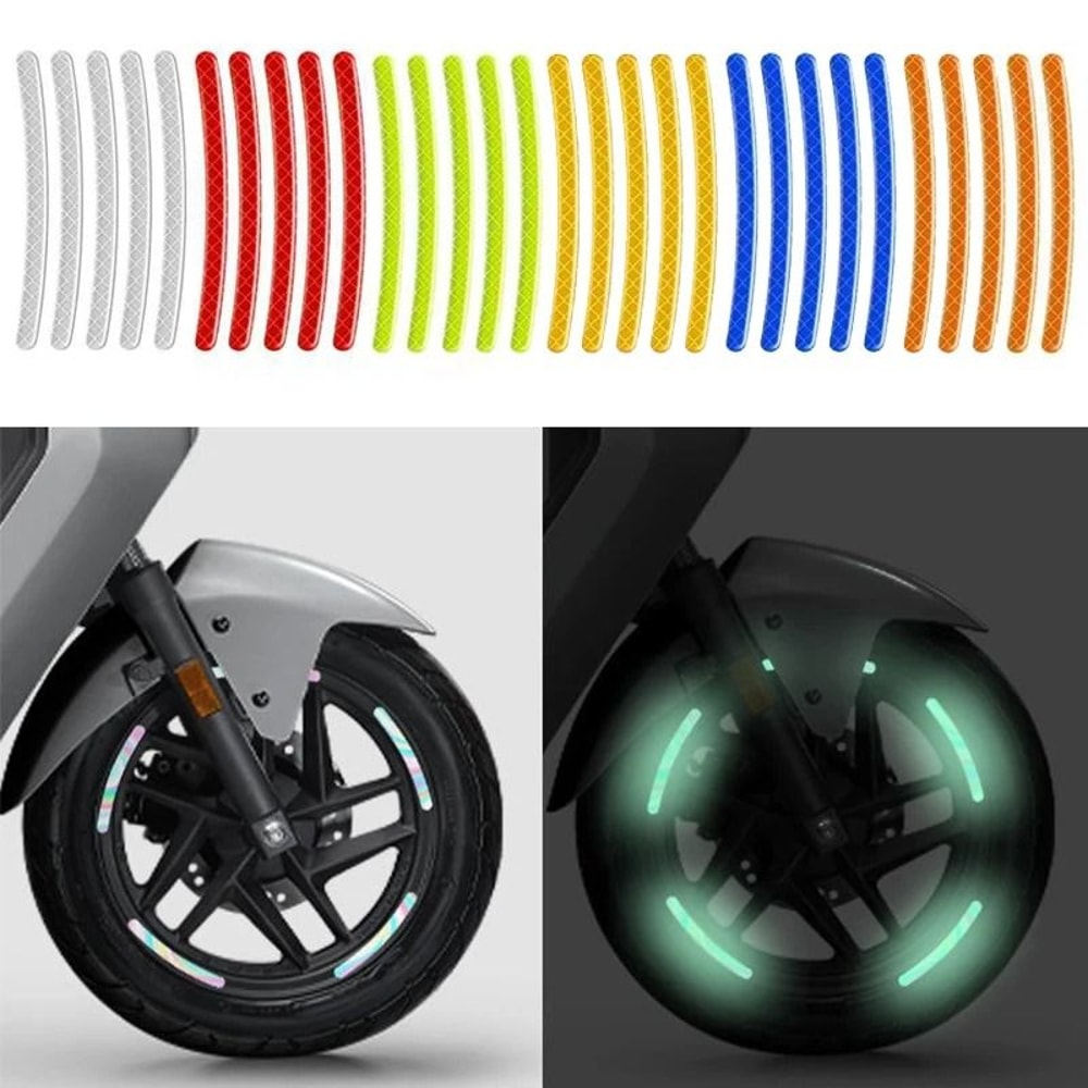 Universal Motorcycle Rim Reflective Stickers Wheel Safety Strip Set 0