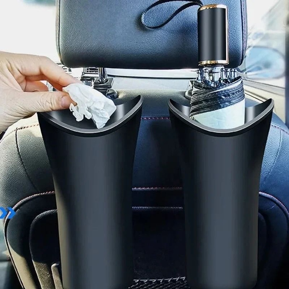Multifunctional Car Umbrella Holder Storage Bucket With Hook Trash Can Organizer 2