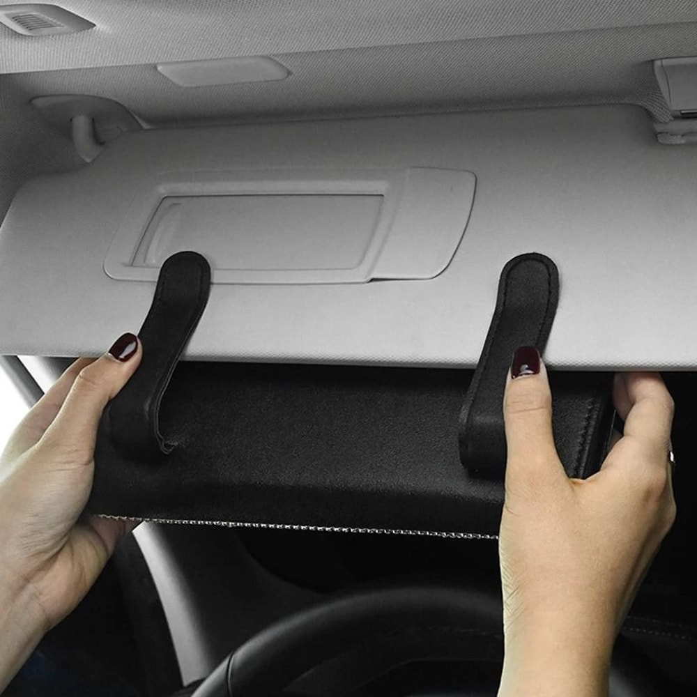 Bling Crystal Car Tissue Box Sun Visor Hanging Holder With Diamond Leather Design 9