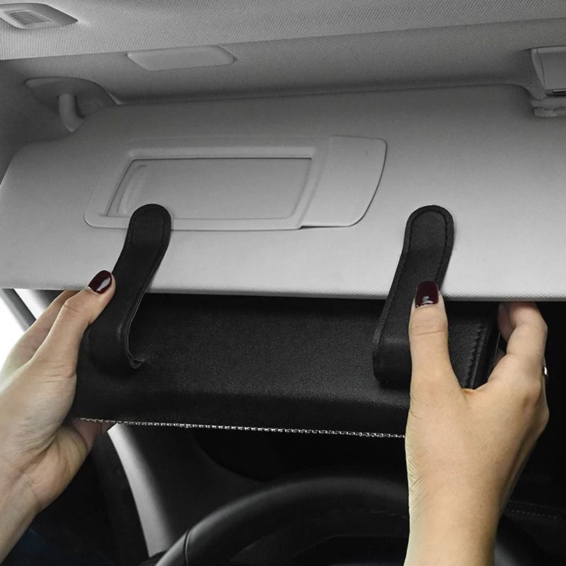 Bling Crystal Car Tissue Box Sun Visor Hanging Holder With Diamond Leather Design 9
