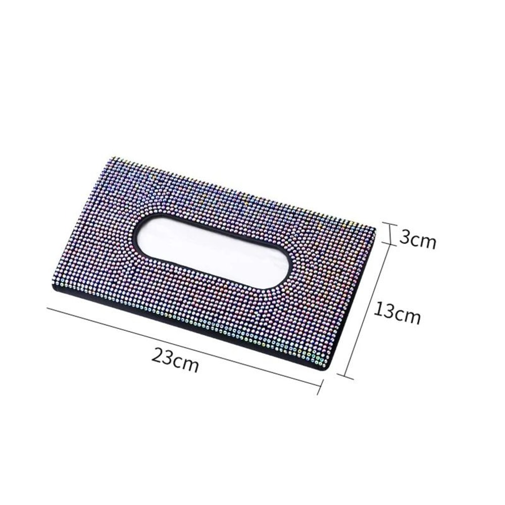 Bling Crystal Car Tissue Box Sun Visor Hanging Holder With Diamond Leather Design 8