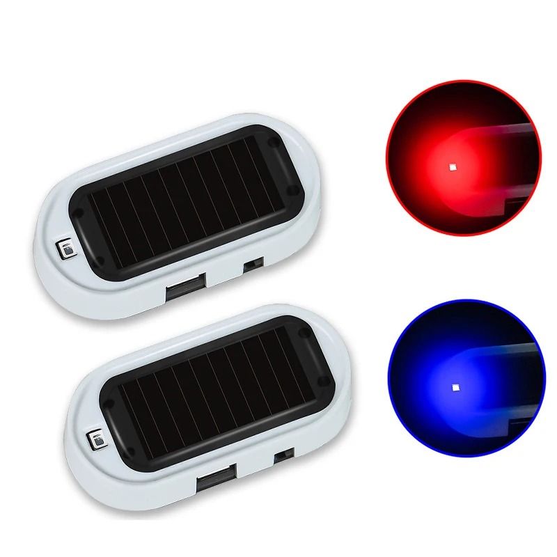 Solar Powered Dummy Car Alarm LED Security Warning Light Set 0