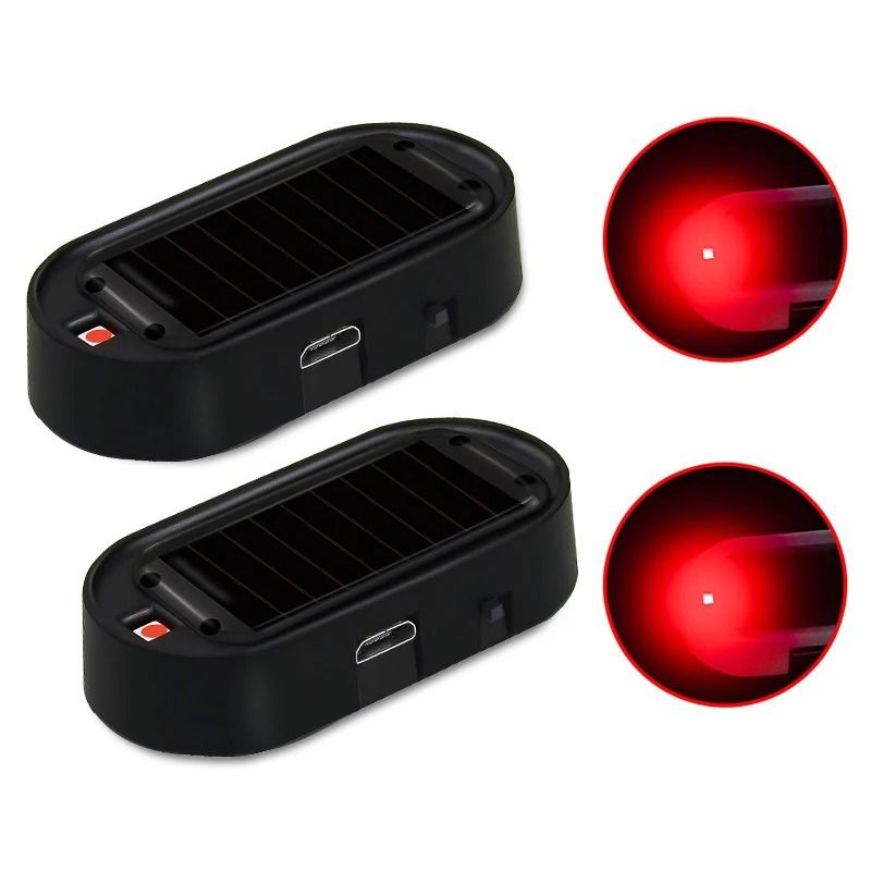 Solar Powered Dummy Car Alarm LED Security Warning Light Set 9