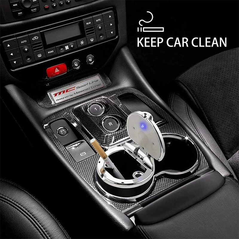 Universal LED Car Ashtray Portable Covered Ashtray Holder Cup 9
