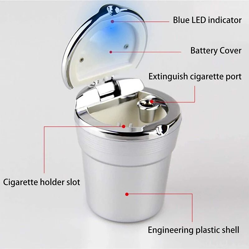 Universal LED Car Ashtray Portable Covered Ashtray Holder Cup 6