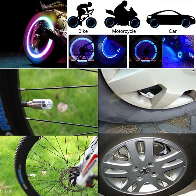 LED Wheel Valve Stem Lights Tire Hub Caps For Cars And Motorcycles 9