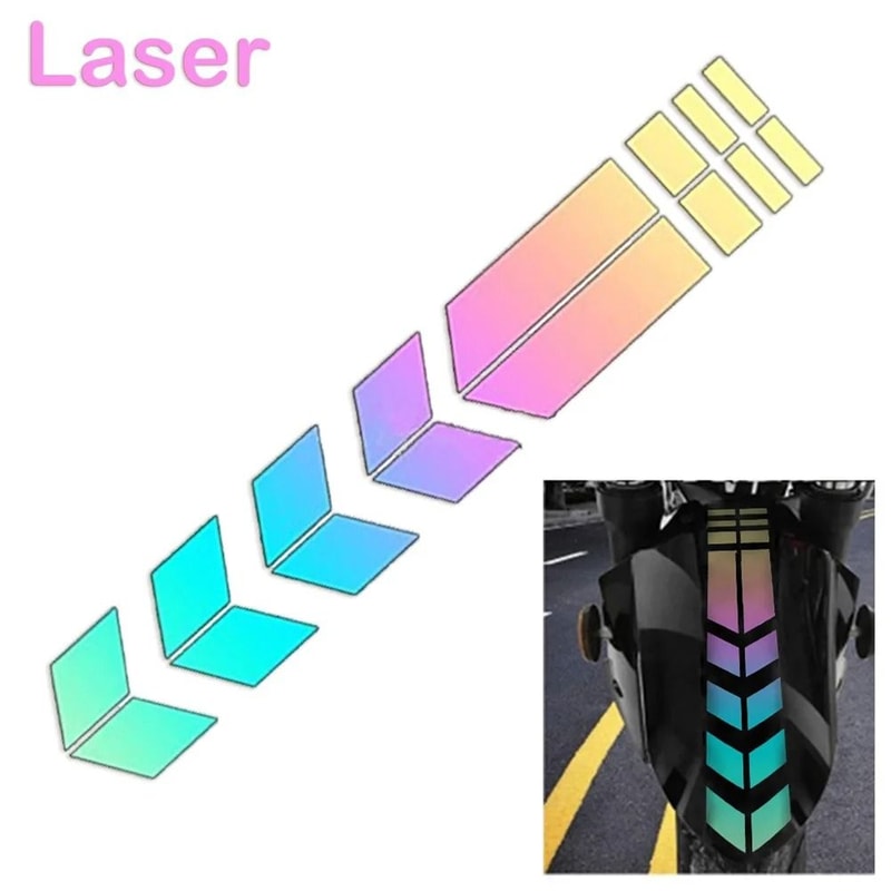 Motorcycle Arrow Reflective Stickers Safety Fender Decals Waterproof Warning Tape 1