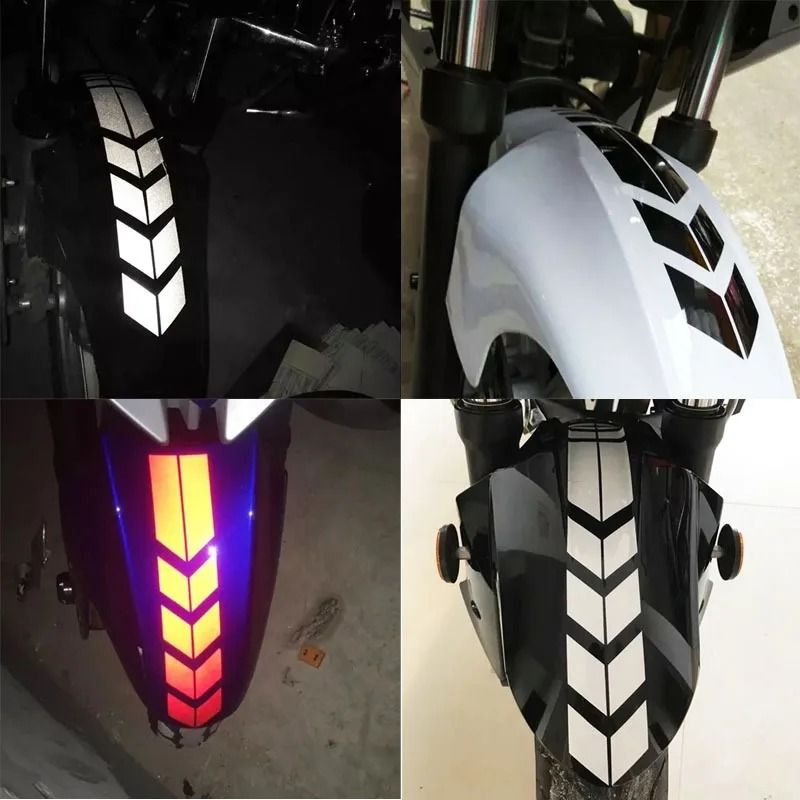 Motorcycle Arrow Reflective Stickers Safety Fender Decals Waterproof Warning Tape 12