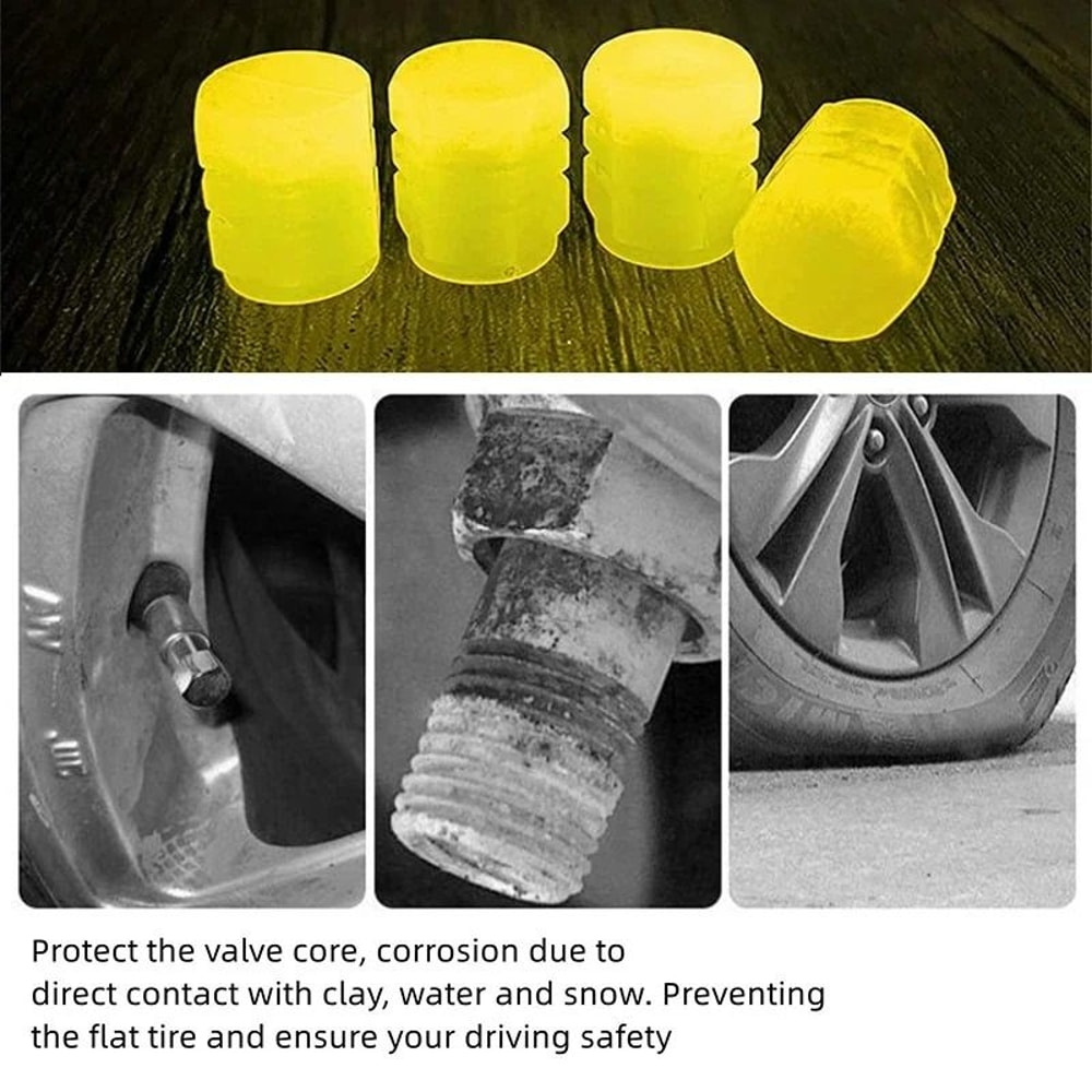 Glow In The Dark Tire Valve Caps Fluorescent Wheel Caps For Cars And Motorcycles 9