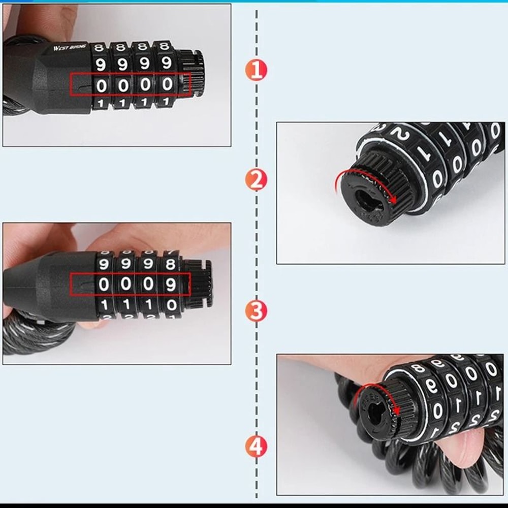 4 Digit Combination Helmet Lock Cable For Bikes Scooters And Motorcycles 5