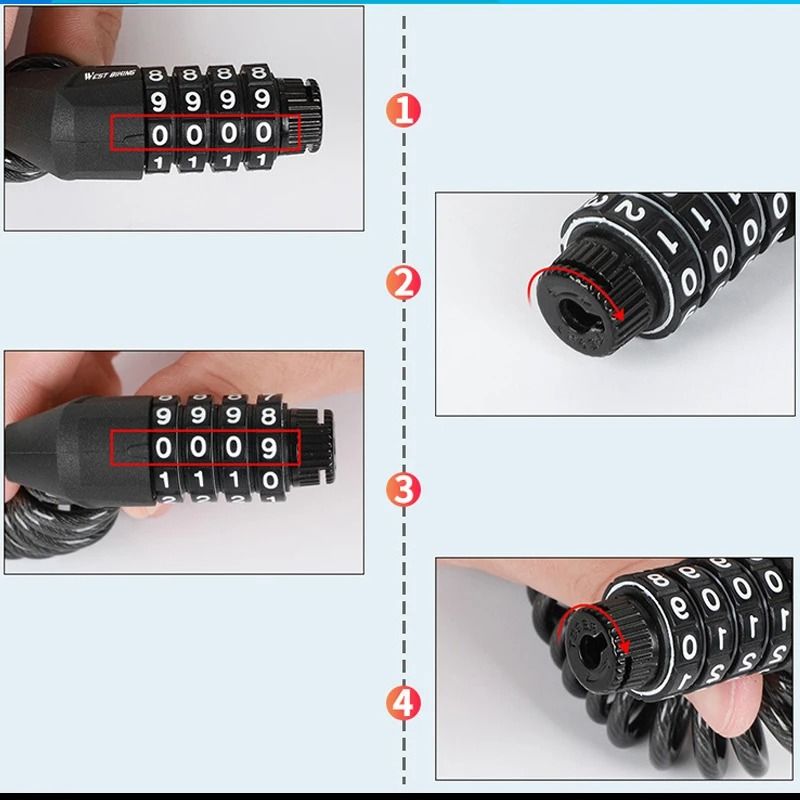 4 Digit Combination Helmet Lock Cable For Bikes Scooters And Motorcycles 5