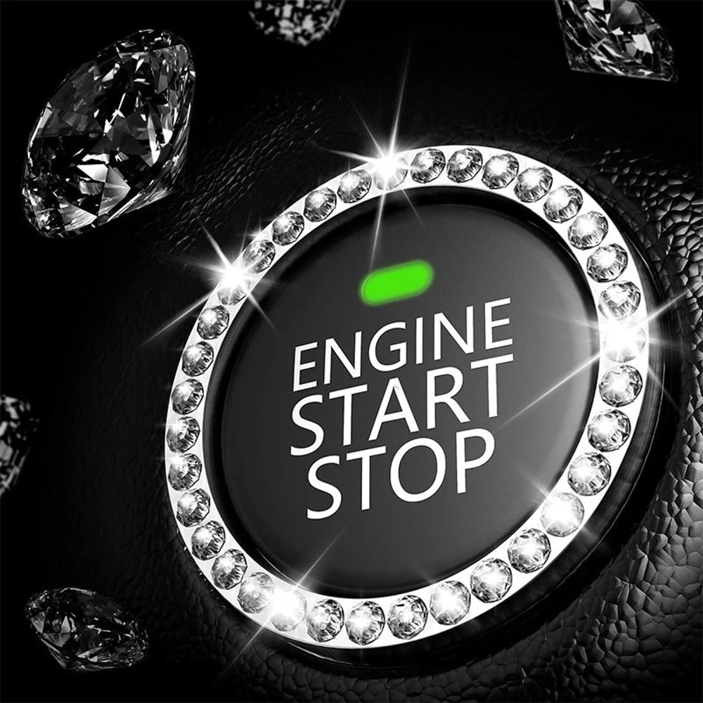 Crystal Rhinestone Engine Start Button Ring Car Interior Bling Decoration 11