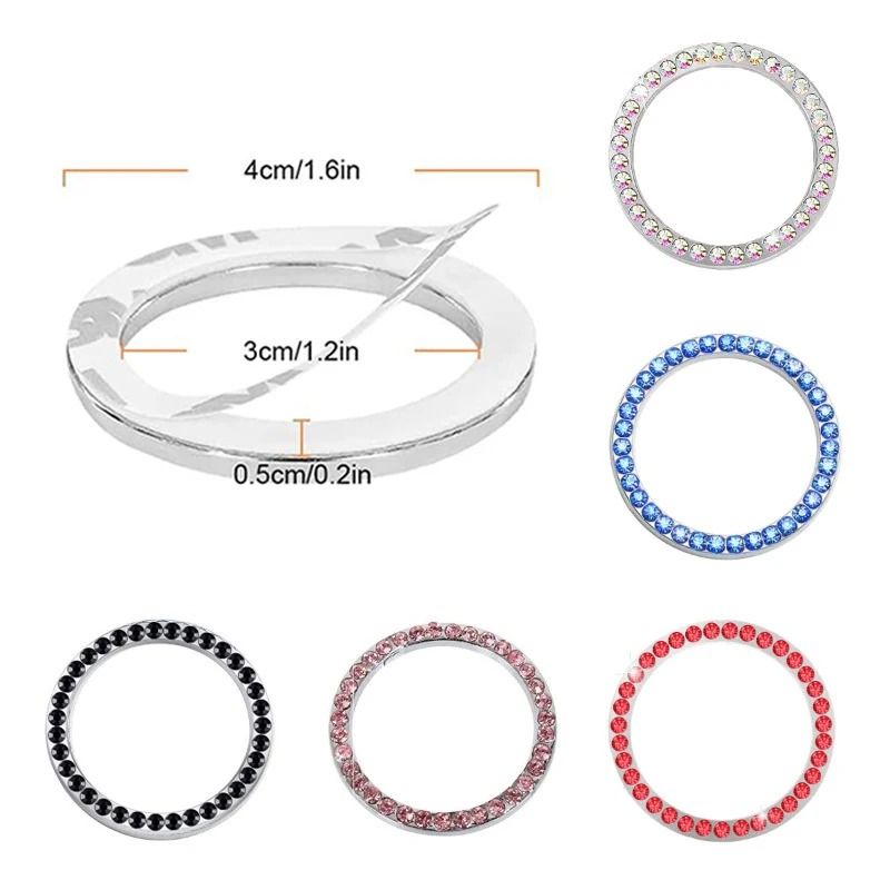 Crystal Rhinestone Engine Start Button Ring Car Interior Bling Decoration 9
