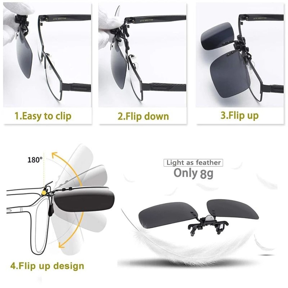 Polarized Clip On Sunglasses UV400 Night Vision Glasses For Driving And Outdoor Use 12