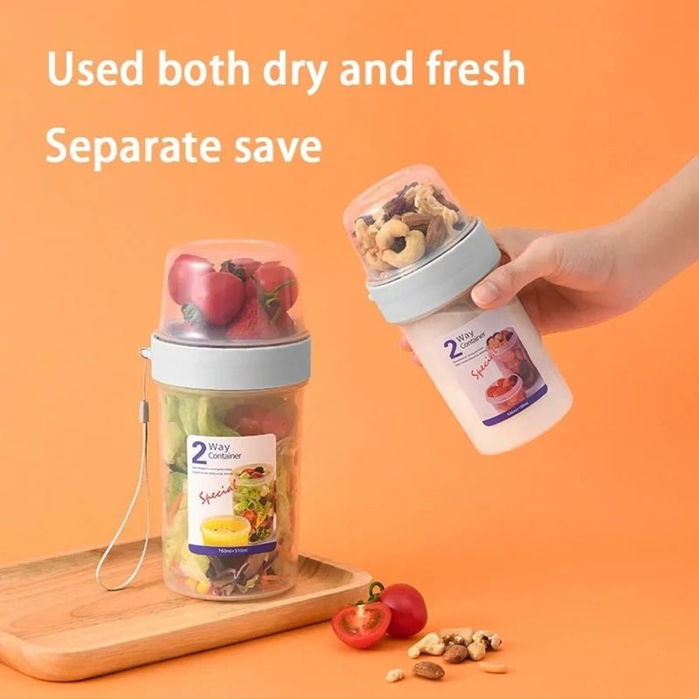 Double Layer Overnight Oats Container Portable Breakfast And Snack Cup 10