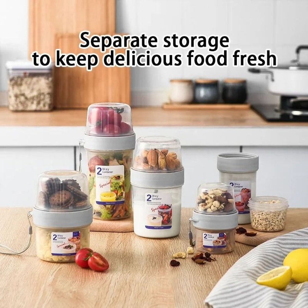 Double Layer Overnight Oats Container Portable Breakfast And Snack Cup 9
