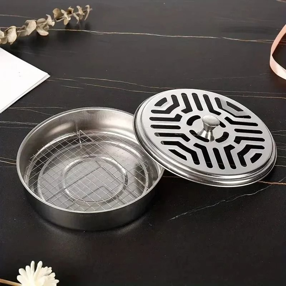 Covered Mosquito Coil Holder With Lid Indoor Outdoor Incense Tray 2