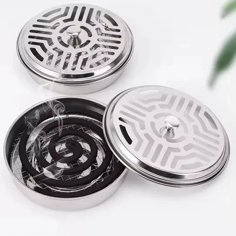 Covered Mosquito Coil Holder With Lid Indoor Outdoor Incense Tray 3