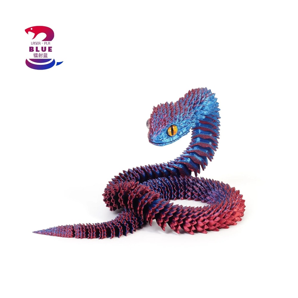 3D Printed Articulated Snake Figure Bush Viper Dragon Toy 2