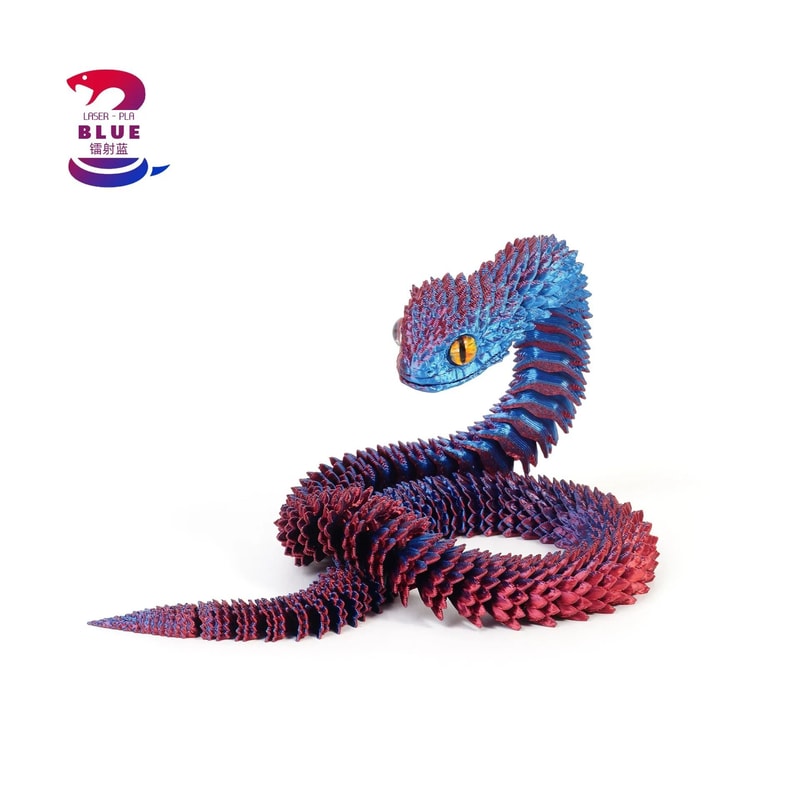 3D Printed Articulated Snake Figure Bush Viper Dragon Toy 2