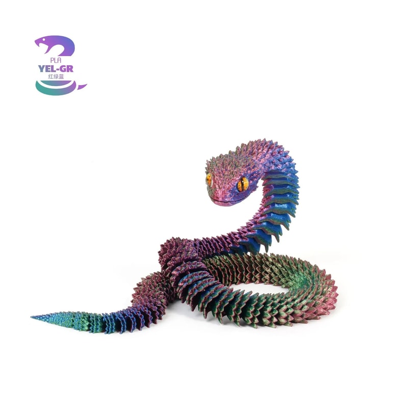 3D Printed Articulated Snake Figure Bush Viper Dragon Toy 7