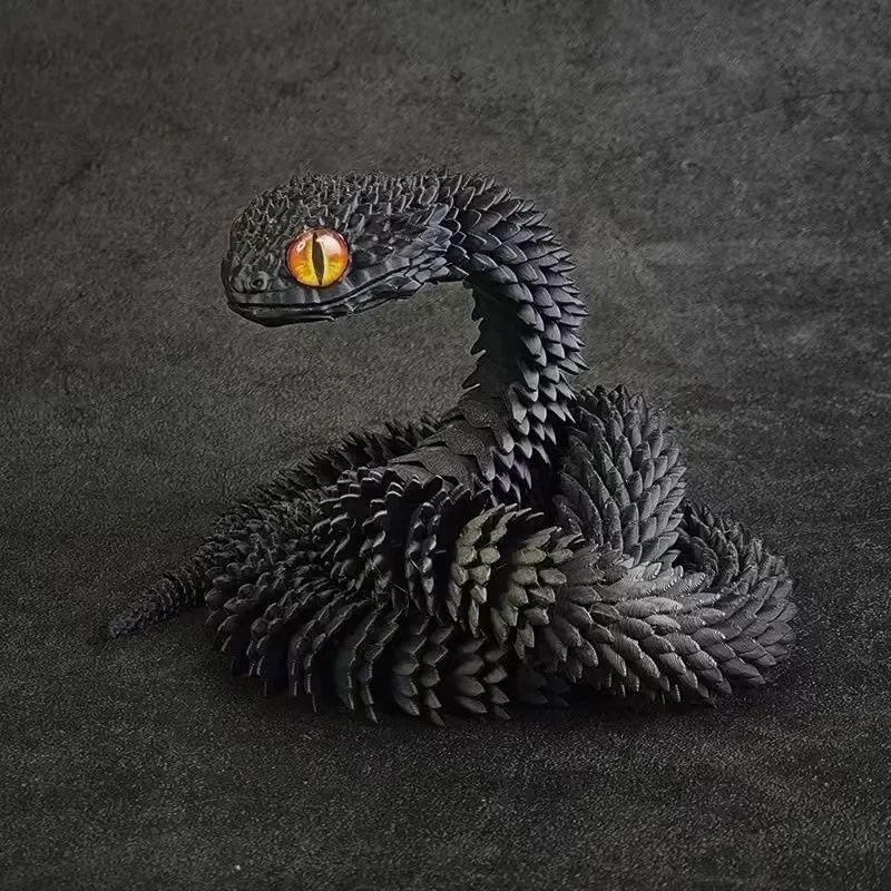 3D Printed Articulated Snake Figure Bush Viper Dragon Toy 11