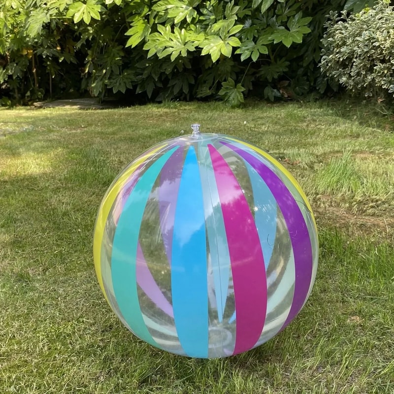 106 Inch Transparent Striped Inflatable Beach Ball For Pool And Party Fun 5