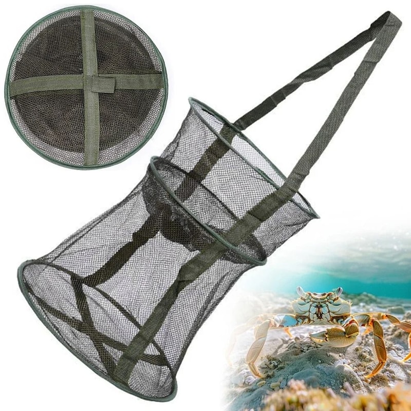 Foldable Mesh Fishing Cage Round Fish Net Basket For Small Fish 5