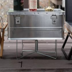 foldable camping cooler box stand outdoor storage support shelf