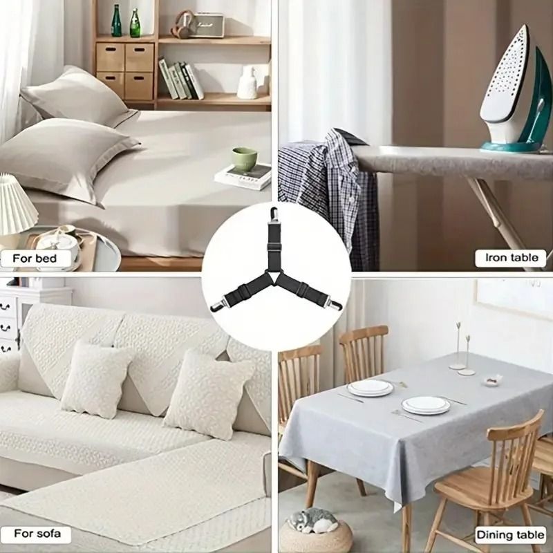 Adjustable Bed Sheet Fasteners Elastic Anti Slip Mattress Clips Set Of 4 6