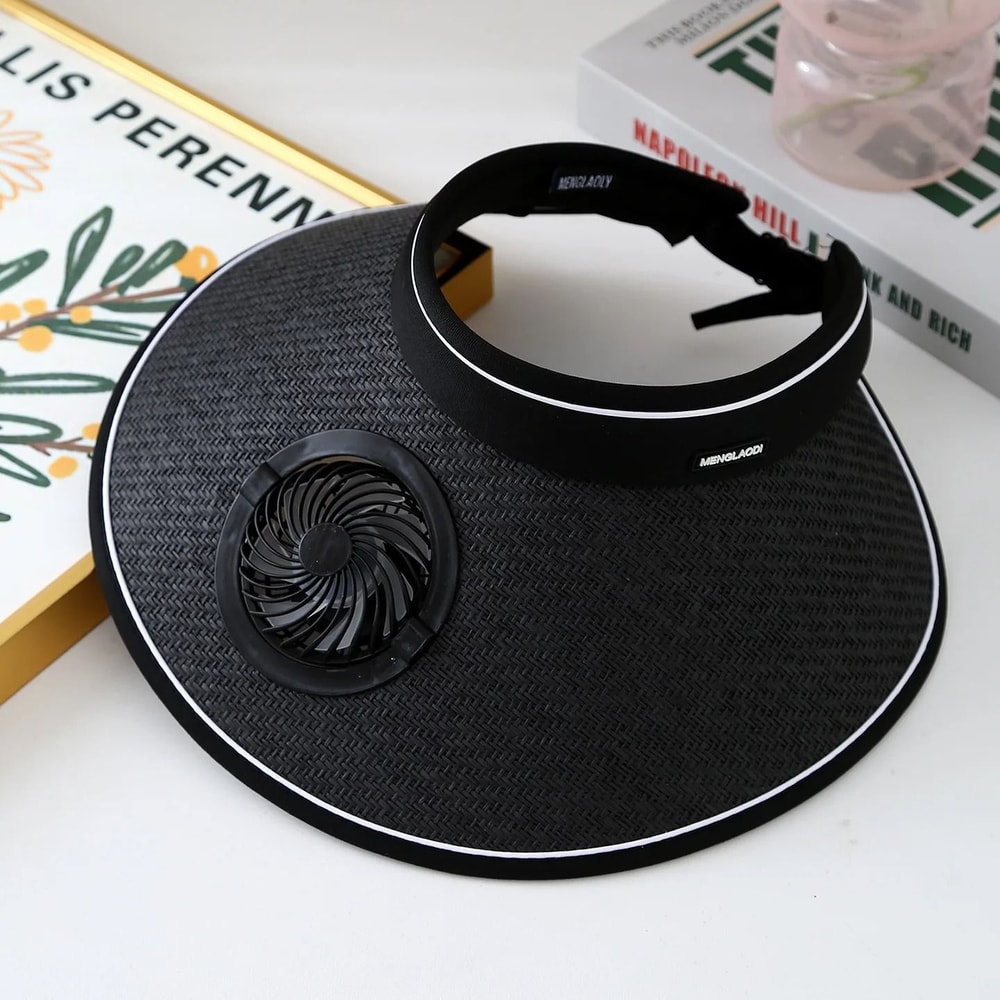 Wide Brim Sun Hat With Built In Fan USB Rechargeable For Outdoor Cooling 1