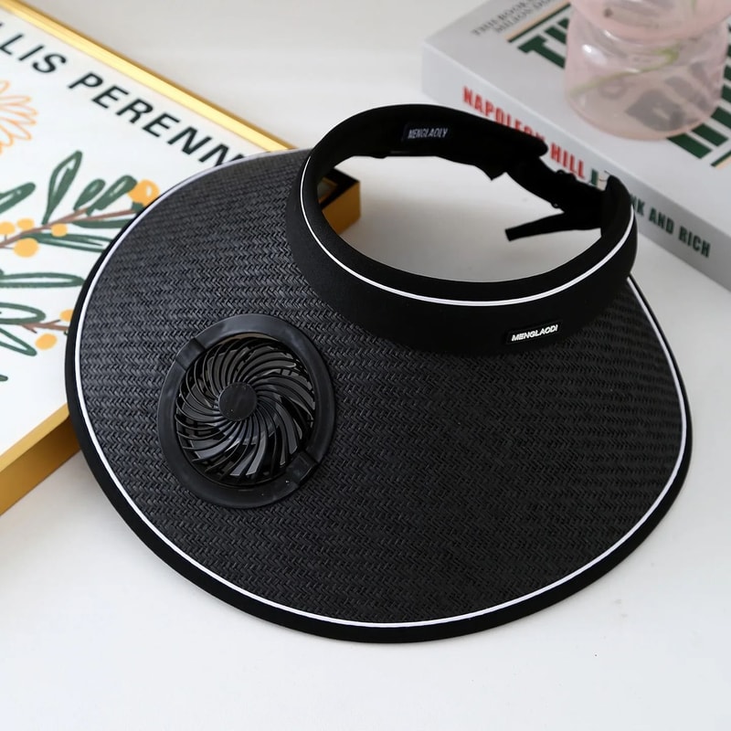 Wide Brim Sun Hat With Built In Fan USB Rechargeable For Outdoor Cooling 1