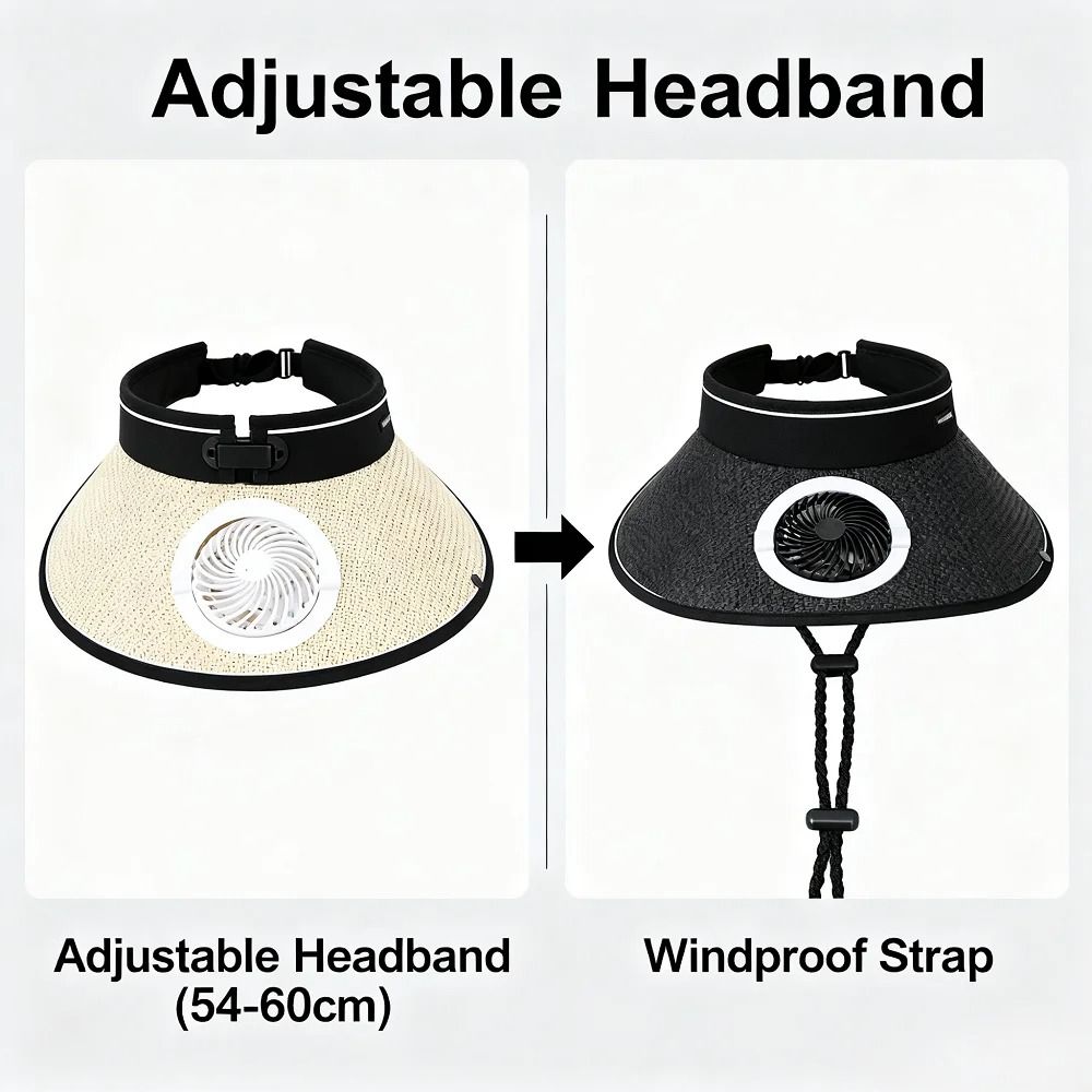 Wide Brim Sun Hat With Built In Fan USB Rechargeable For Outdoor Cooling 5