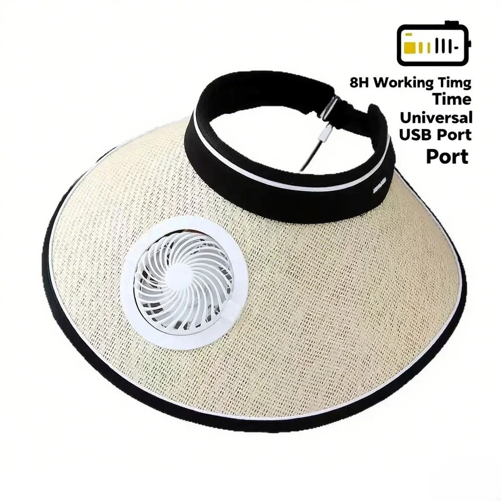 Wide Brim Sun Hat With Built In Fan USB Rechargeable For Outdoor Cooling 6