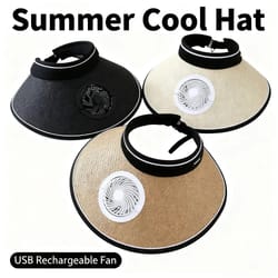 wide brim sun hat with built in fan usb rechargeable for outdoor cooling