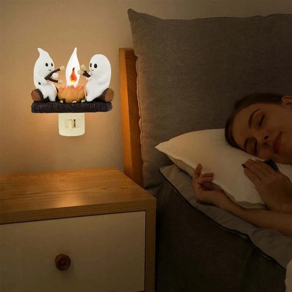 Flashing Ghost Night Light Lamp Holder For Halloween Table Decor 0