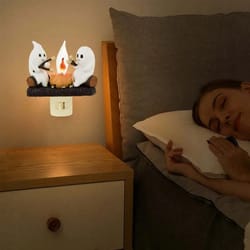 flashing ghost night light lamp holder for halloween table decor