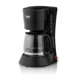 compact electric drip coffee maker with reusable filter and hot plate