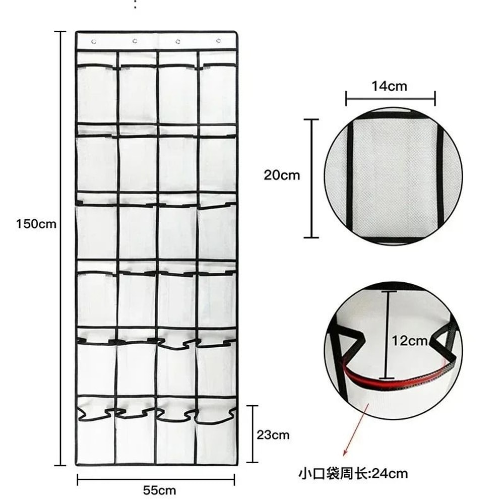 Over The Door Shoe Organizer With 24 Large Mesh Pockets 4