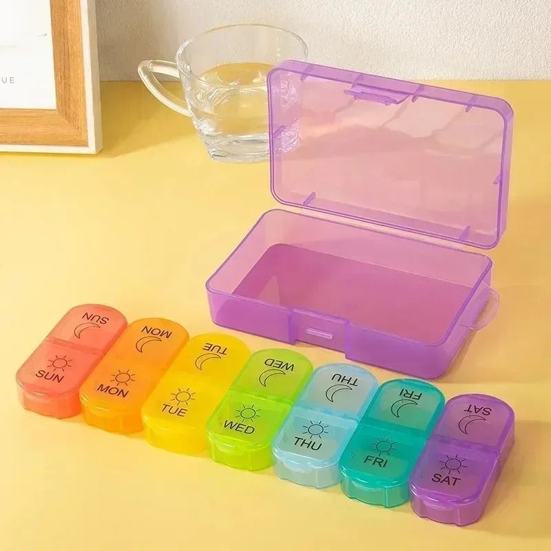 7 Day Pill Organizer With 21 Compartments For Daily Medication And Vitamins 7