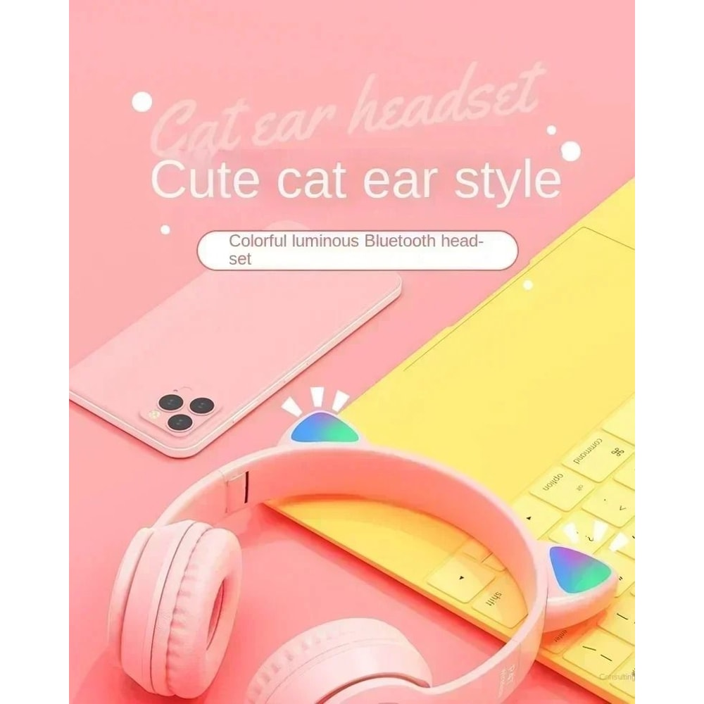 LED Cat Ear Bluetooth Headphones With Mic Wireless Stereo Headset 3