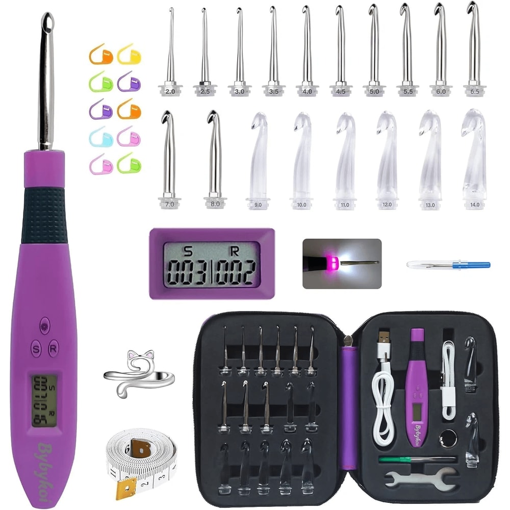 LED Crochet Hook Set With Ergonomic Grip 0
