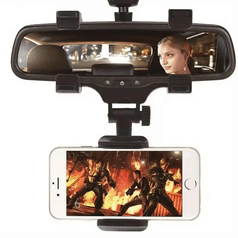 rearview mirror phone holder mount installed in car for gps navigation
