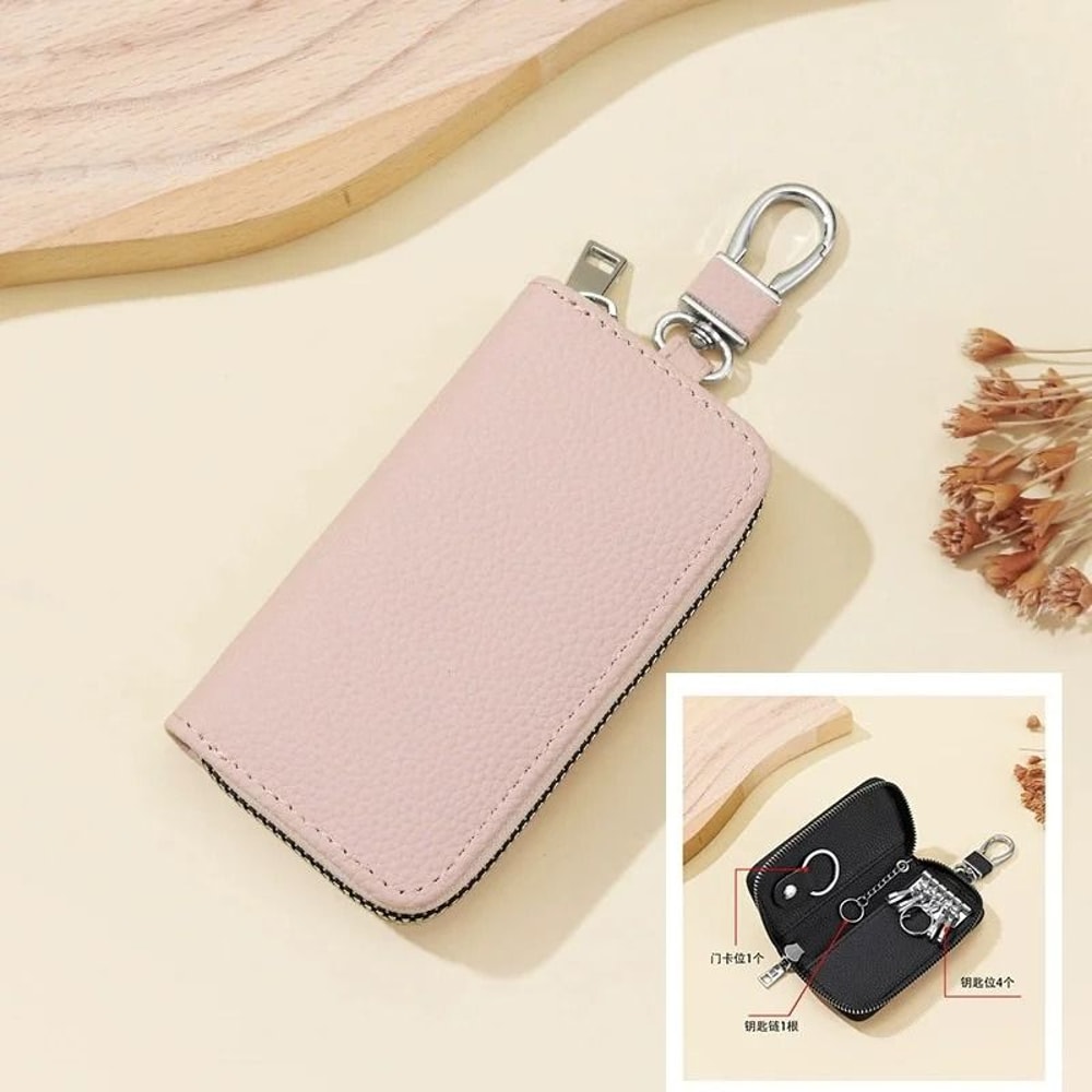 Mens Waist Key Pouch Large Capacity PU Leather Zipper Key Holder 3