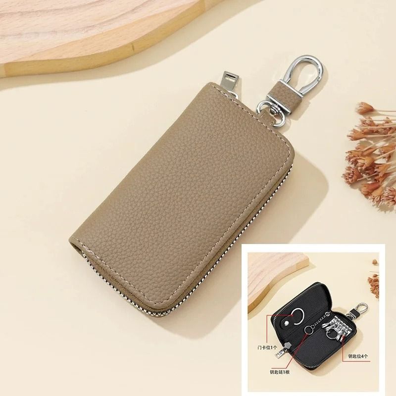 Mens Waist Key Pouch Large Capacity PU Leather Zipper Key Holder 4