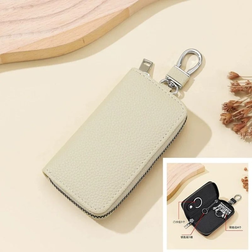 Mens Waist Key Pouch Large Capacity PU Leather Zipper Key Holder 1