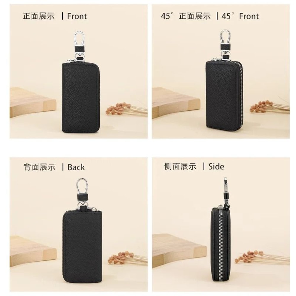 Mens Waist Key Pouch Large Capacity PU Leather Zipper Key Holder 7